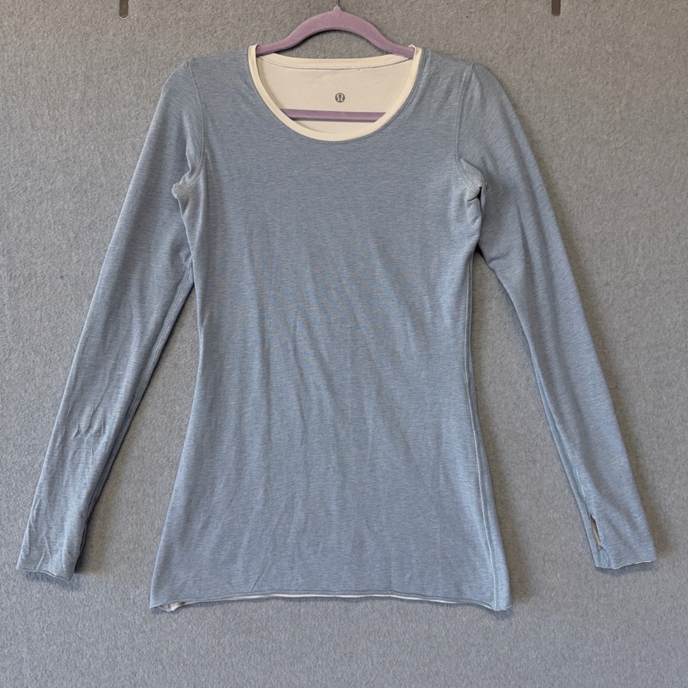 Lululemon Womens Every Yogi Heathered Blue active Long Sleeve Reversible Top
